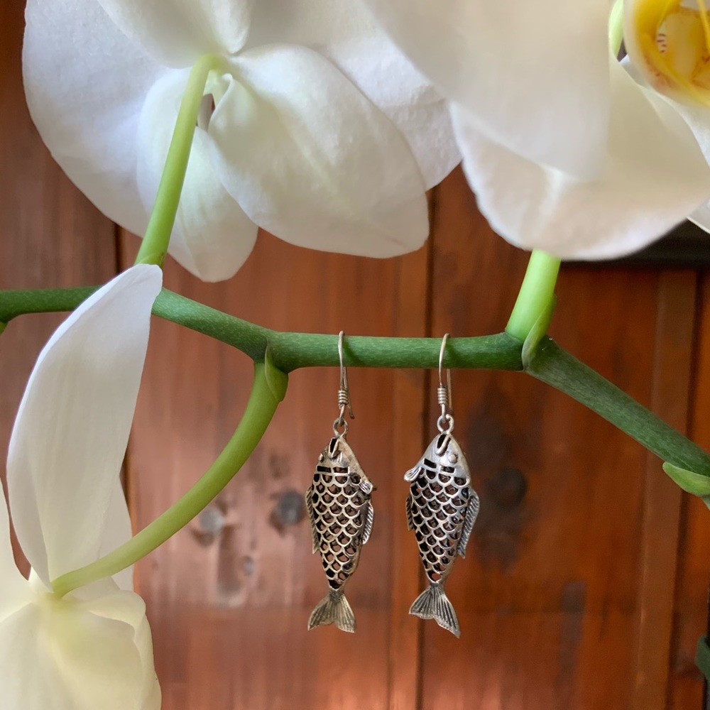 Sterling Silver Fish Earrings